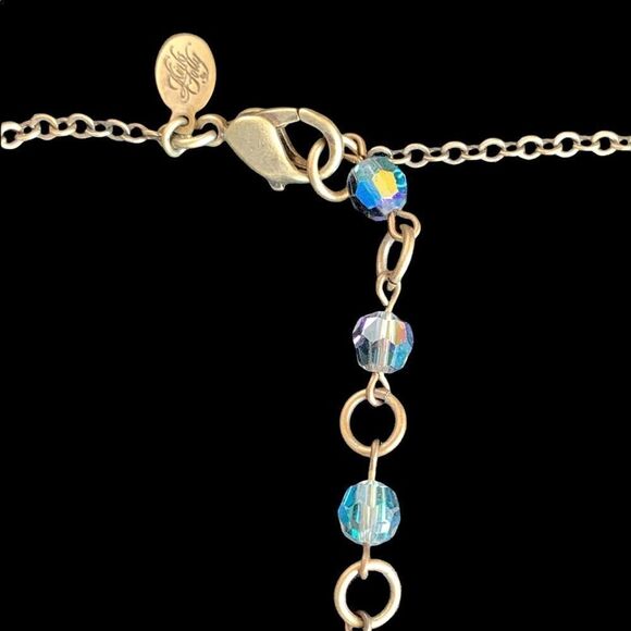 Vintage Kirk’s Folly AB Crystal floral heart pendant necklace 14” +2” extension - Picture 9 of 9